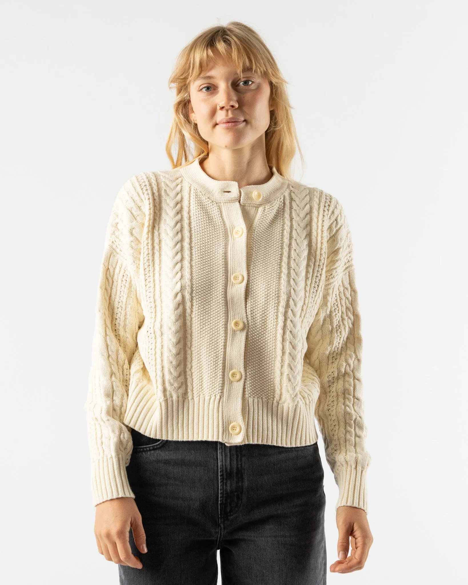 Alex Mill Cable Knit Nico Chunky Cardigan in Ivory