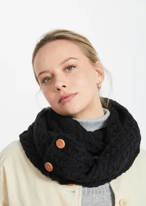 Aran Buttoned Snood | Black