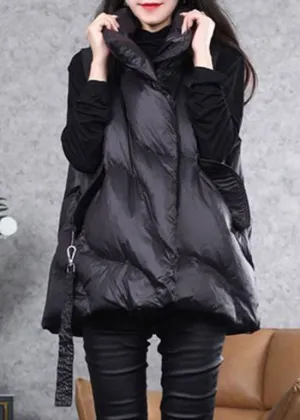 Beautiful Black Peter Pan Collar zippered Duck Down Winter down vest