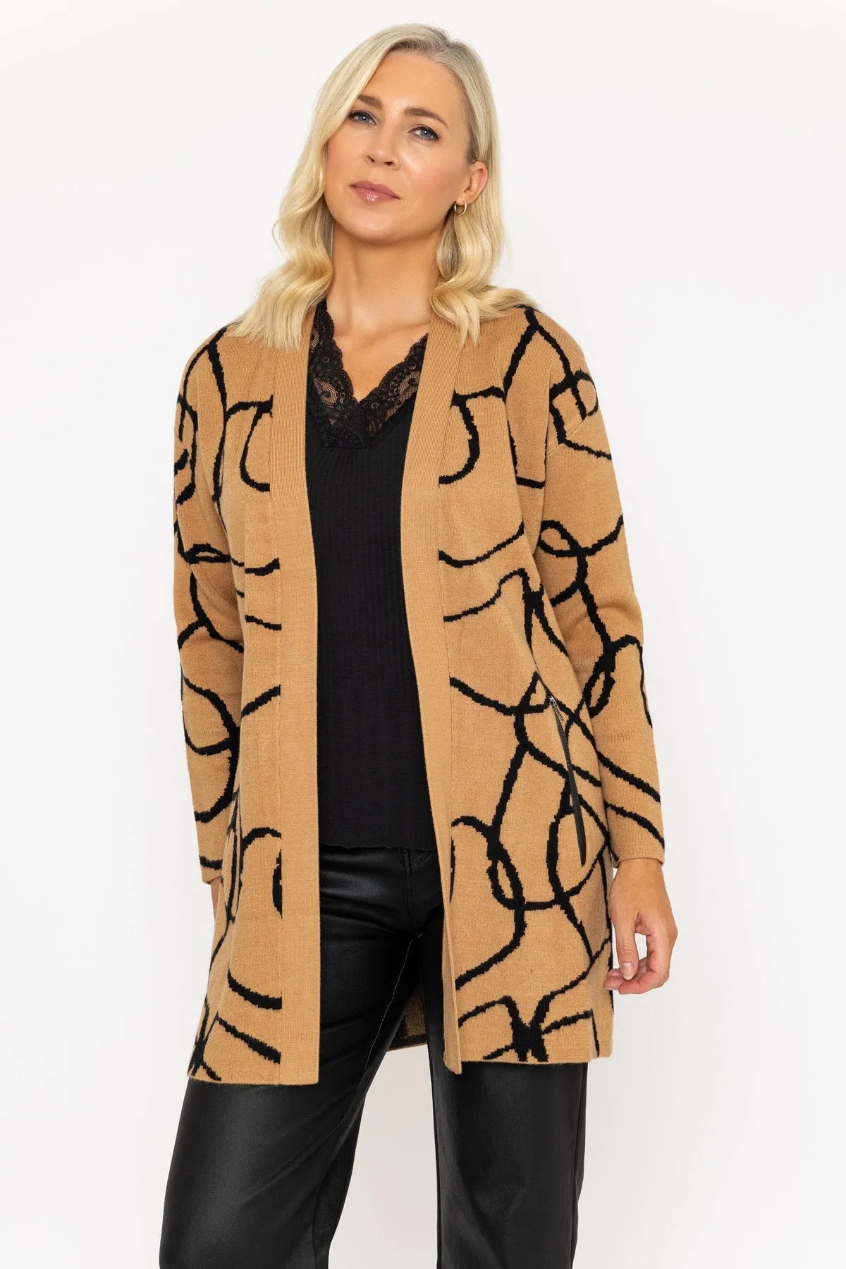 Camel Swirl Knit Cardigan