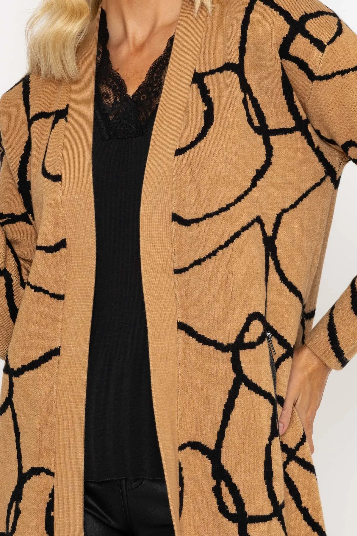 Camel Swirl Knit Cardigan