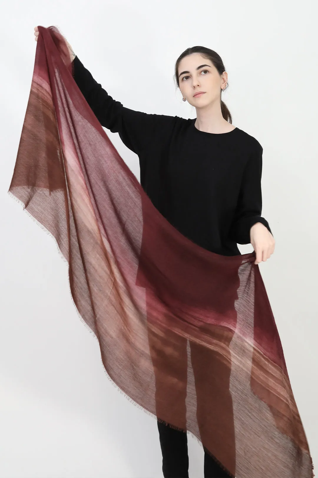 CHESTNUT BURGUNDY ITALIAN CASHMERE SCARF