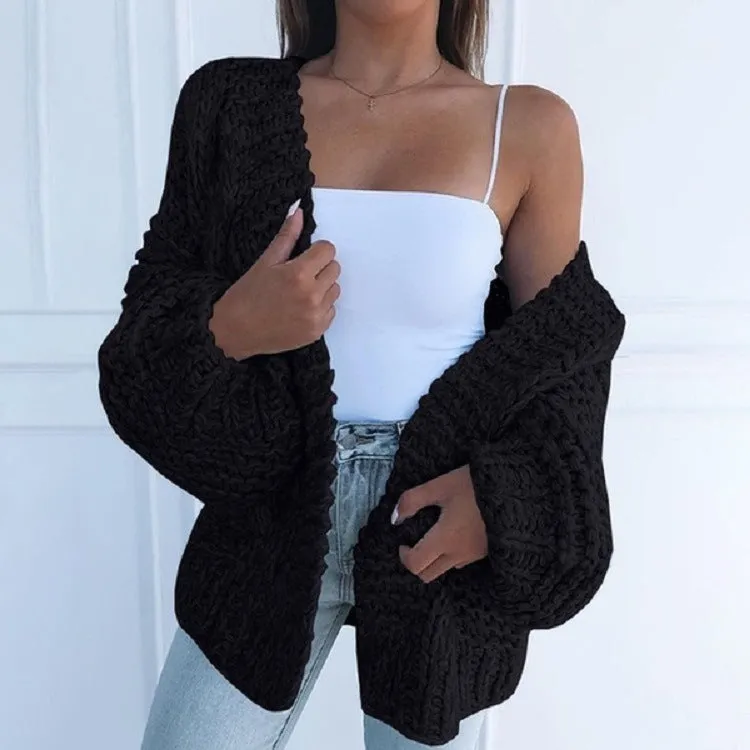 Chunky Oversized Cable Knit Baggy Sleeve Cardigan