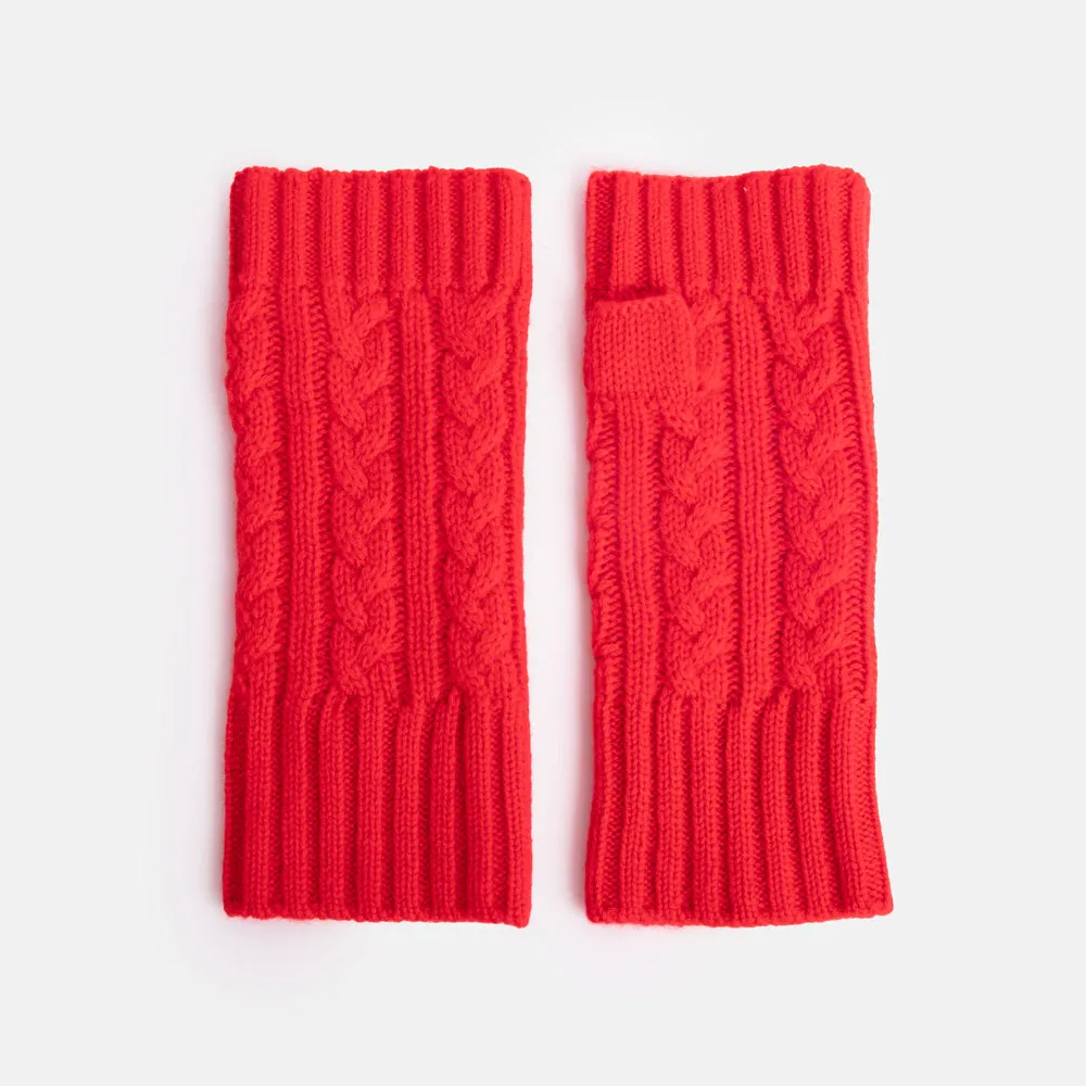 Crimson Cashmere Cable Knit Wrist Warmers