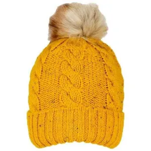 Dents Cable Knit Bobble Hat - Ochre Yellow