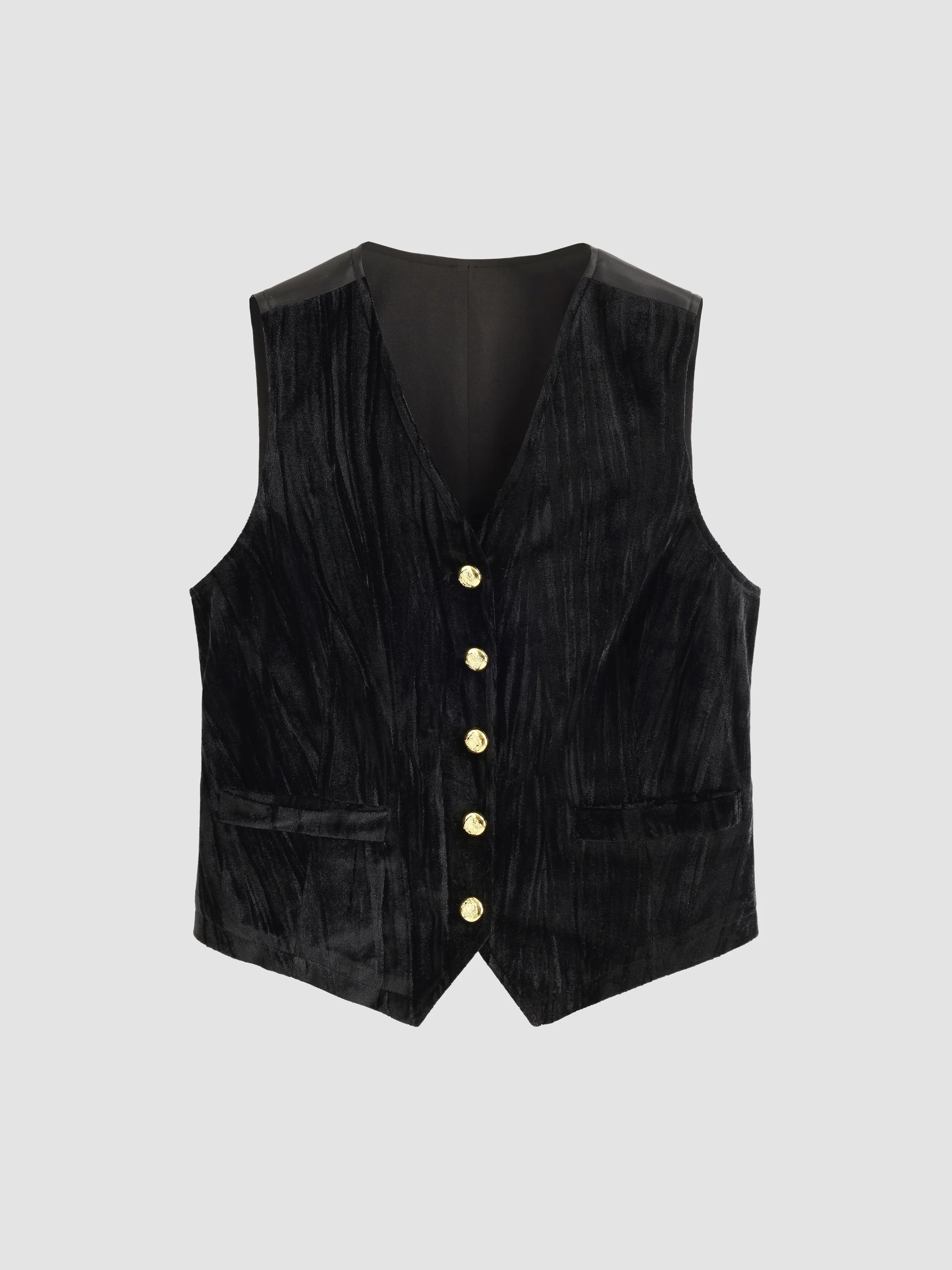 Embossed Velvet Patchwork Vest