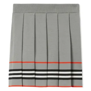 Gray Icon Stripe Wool Knit Skirt