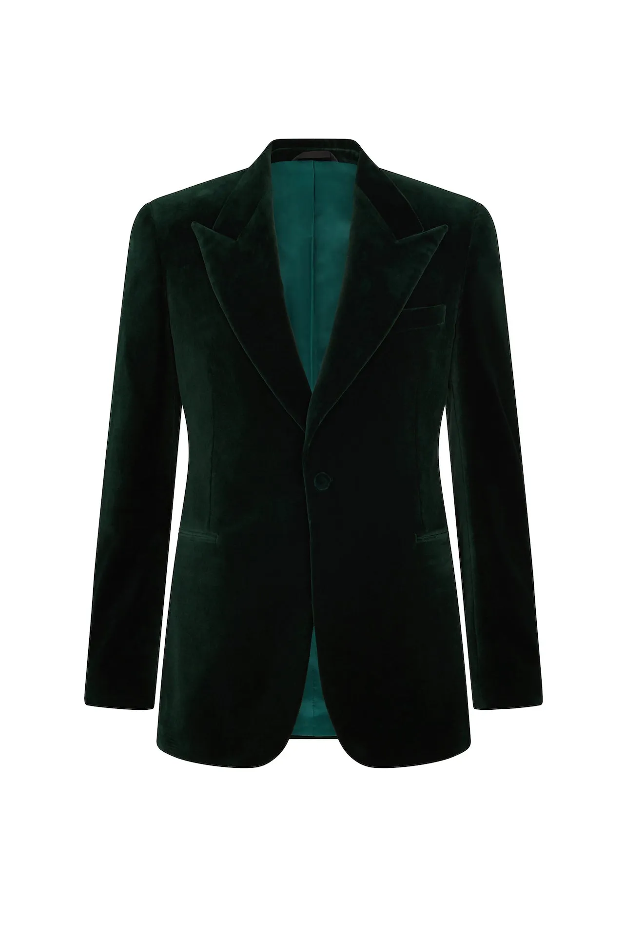 Green Velvet Single Breasted Cocktail Jacket