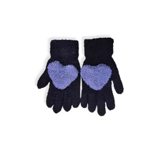 Kids Winter Gloves Warm Faux Wool, Elastic Knit, Heart Pattern, for (3-8 Year Olds)