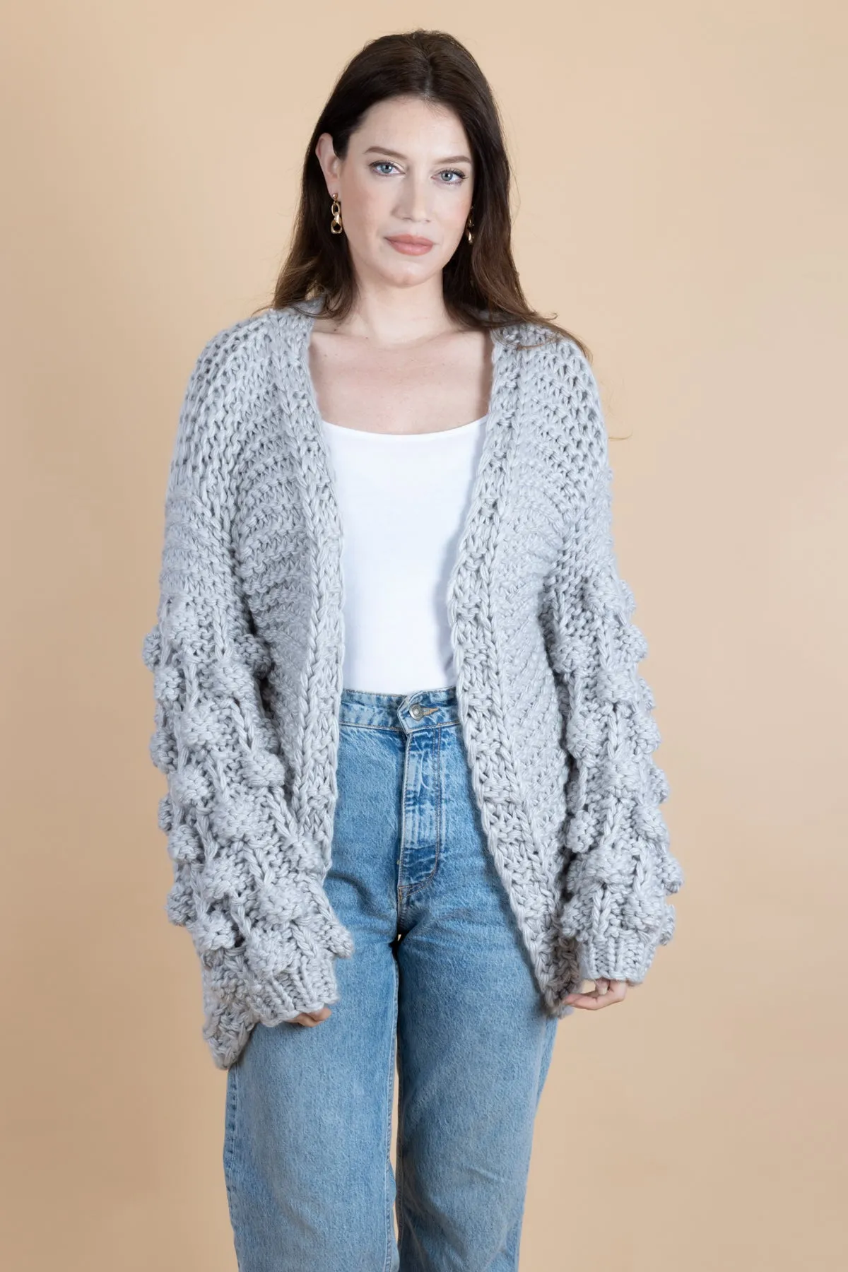 Knit Cardigan With Bauble Sleeves