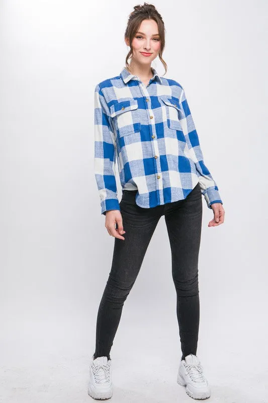 Lightweight Plaid Button Down Top