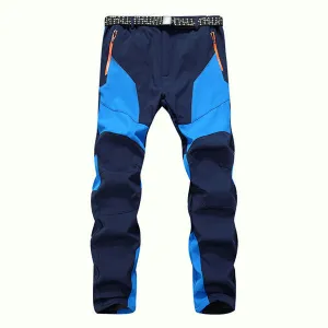 Mens Outdoor Soft Shell Water-repellent Quick-Dry Breathable Stitching Color Sport Pants