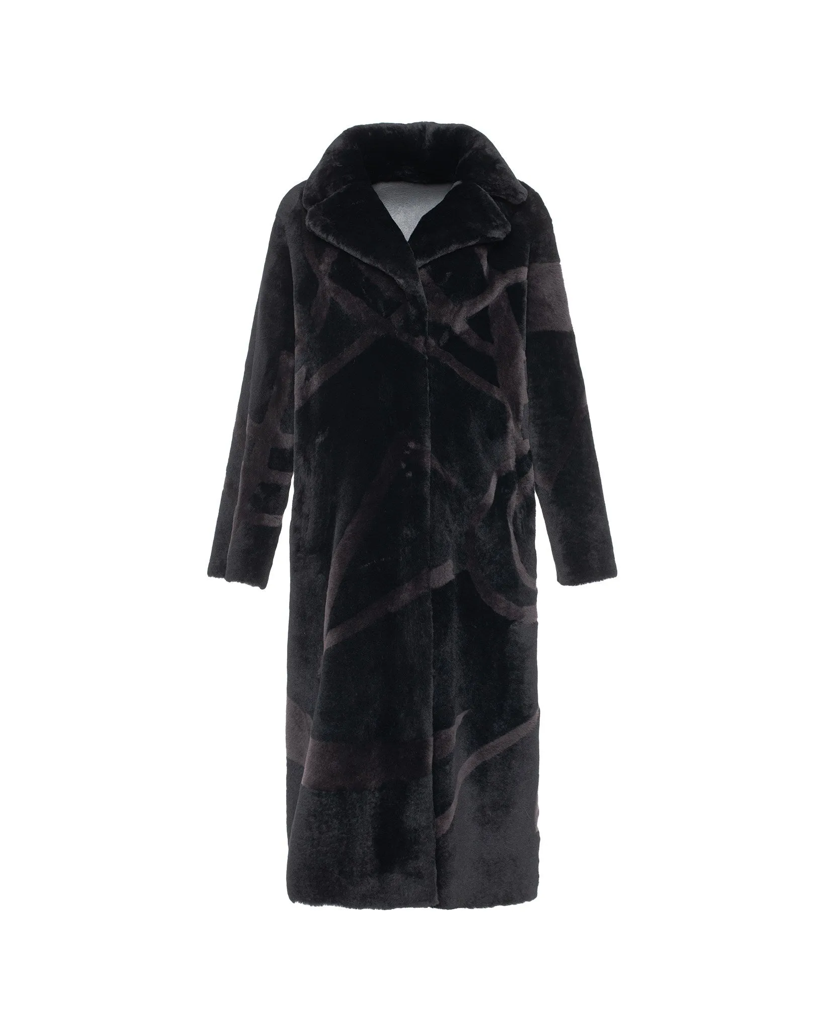 Merino Shearling Lamb Coat with Intarsia