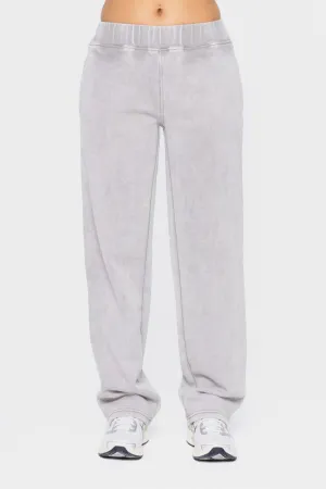 Mono B Elastic Waist Fleece Pants with Pockets - Light Gray