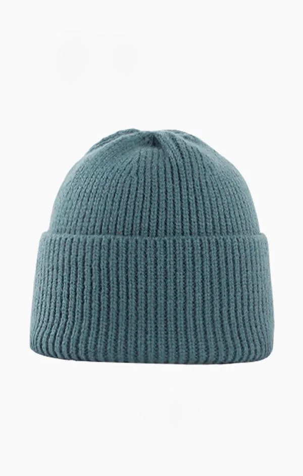 Ribbed Knit Cuffed Beanie Hat