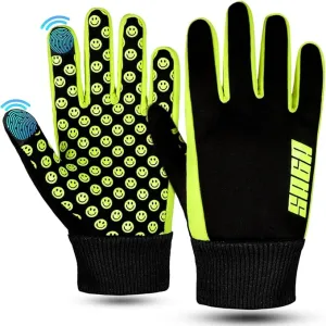 SAGA SPORTS All-Season Kids Waterproof Gloves - Glow in the Dark, Thermal, Touchscreen Compatible & Non-Slip Grip - Kids Cycling Gloves