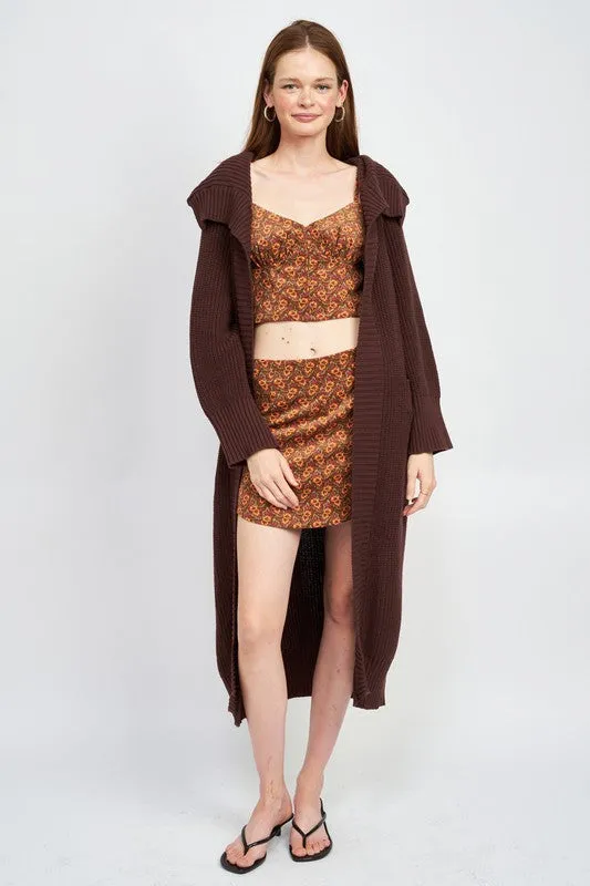 Savannah Dark Brown Lapel Maxi Cardigan