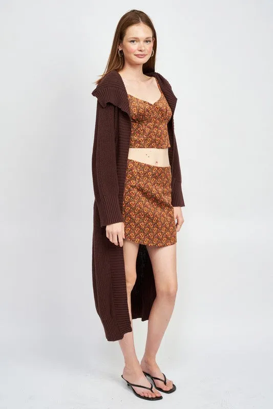 Savannah Dark Brown Lapel Maxi Cardigan