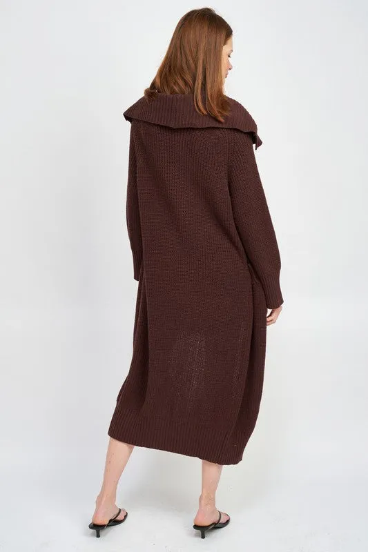 Savannah Dark Brown Lapel Maxi Cardigan