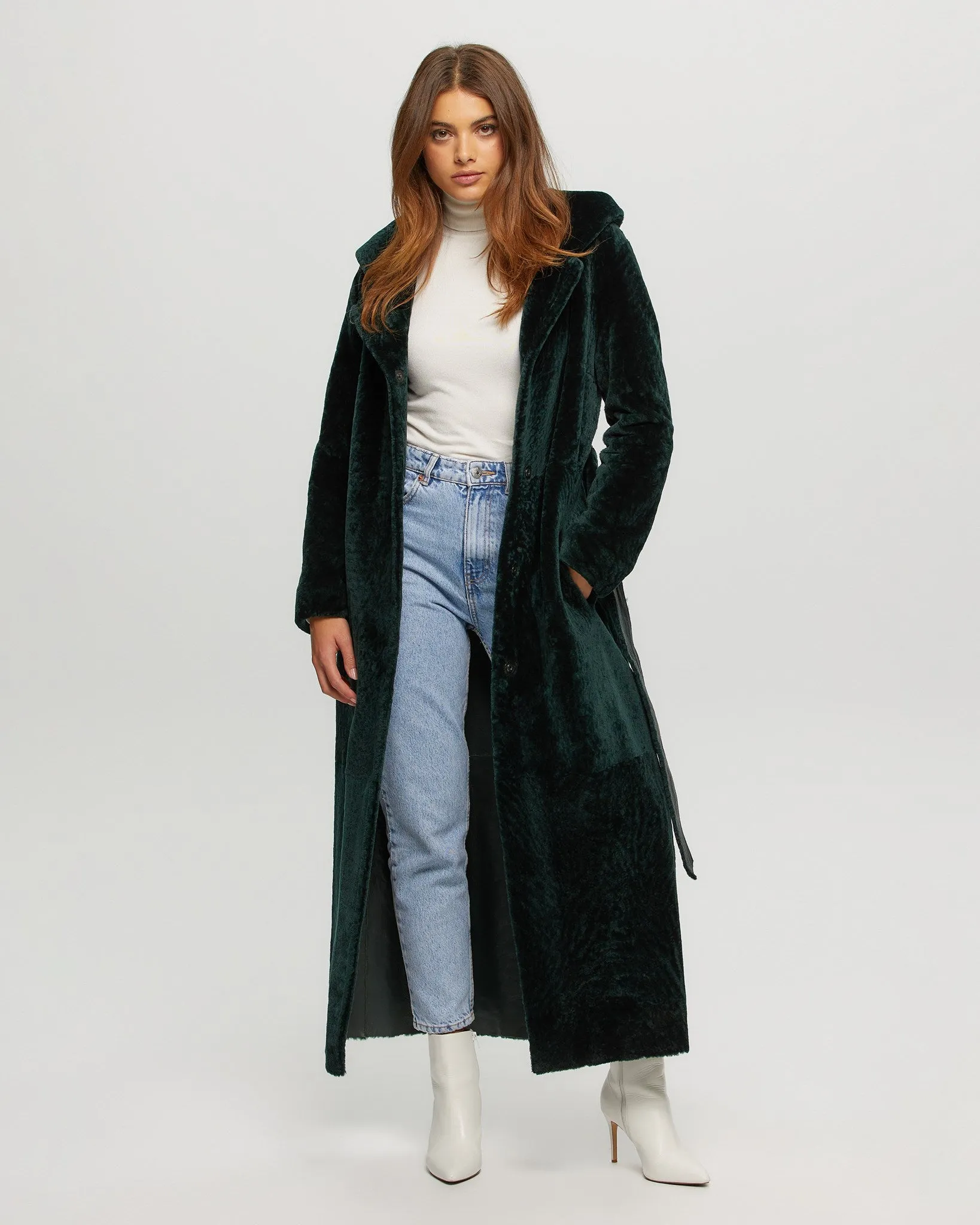 Select Shearling Lamb Coat with Hood