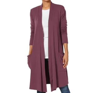 Stylish Plum Lightweight Draped Cardigan Duster