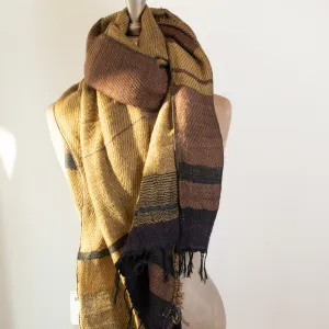 Tamaki Niime Roots Scarf/Shawl (browns, greens, golden yellows)