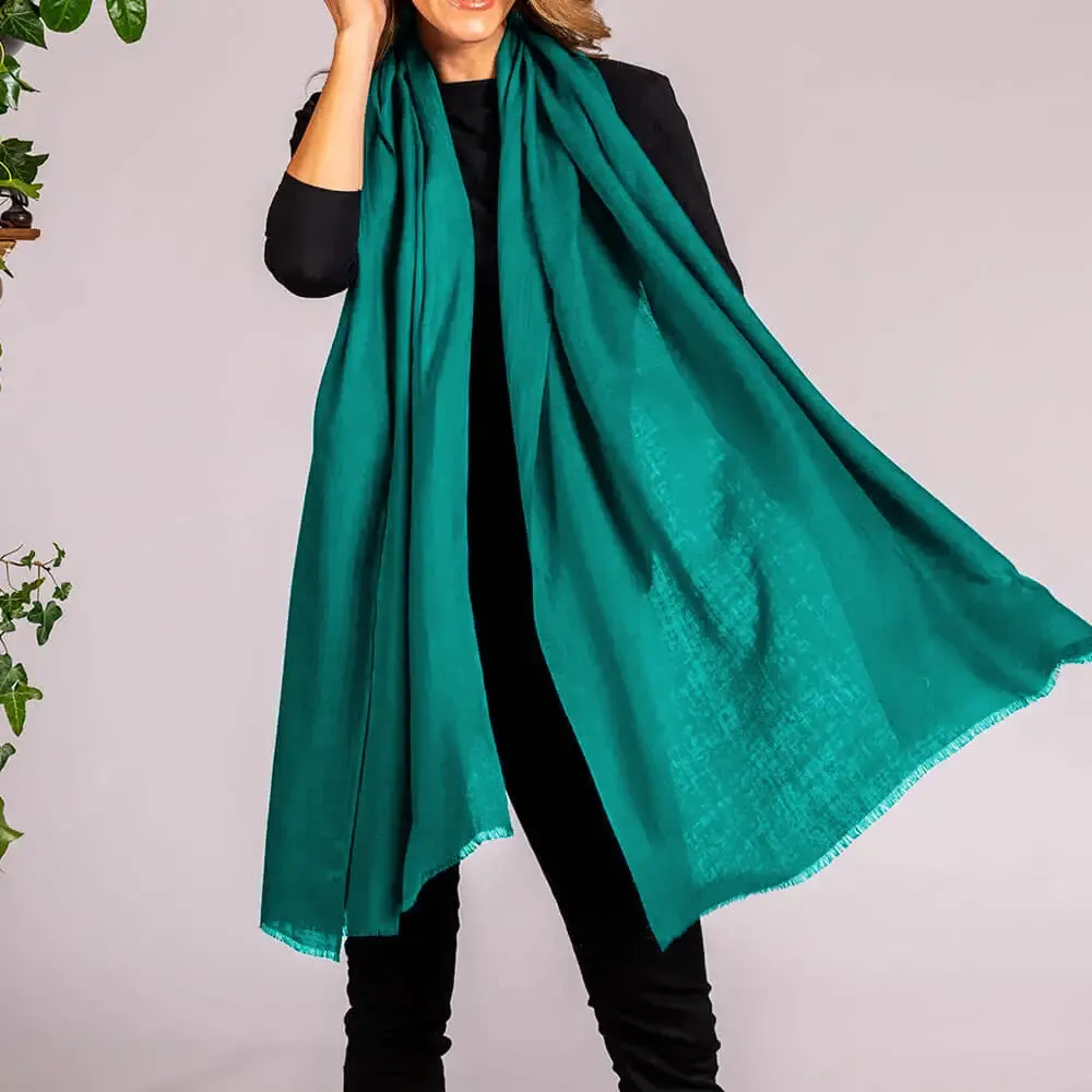 Teal Green Cashmere and Silk Wrap