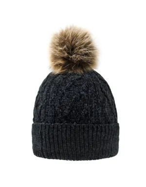 The Ivy Black Chenille Tuque