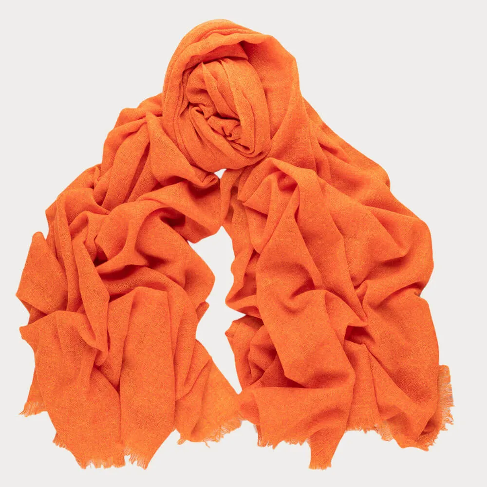 Tiger Orange Gossamer Cashmere Shawl