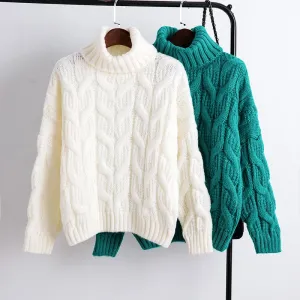 Turtleneck Ladies White Blue Green Winter Clothes Sweater Fashion Warm Women Clothes