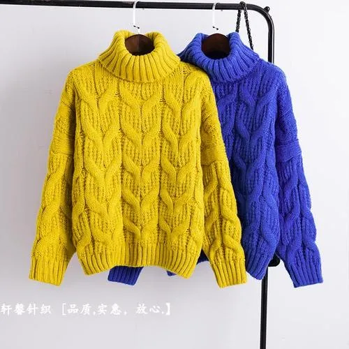 Turtleneck Ladies White Blue Green Winter Clothes Sweater Fashion Warm Women Clothes