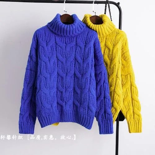 Turtleneck Ladies White Blue Green Winter Clothes Sweater Fashion Warm Women Clothes