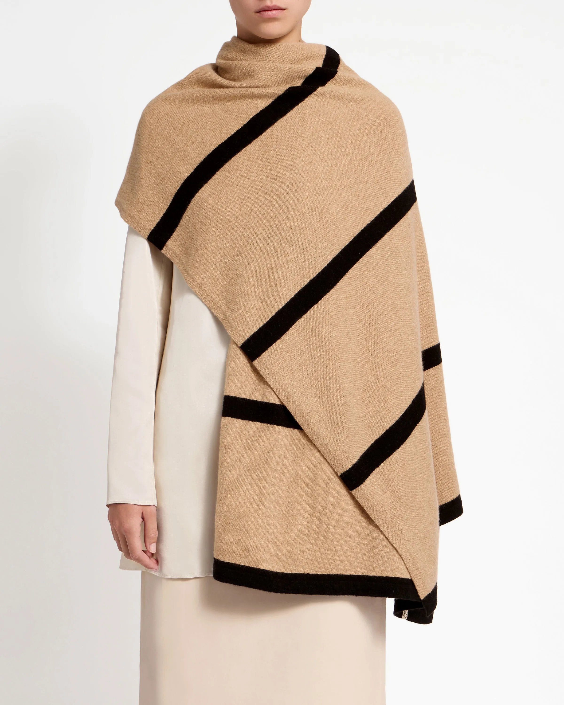 Westray Cashmere Travel Wrap - Camel/Black