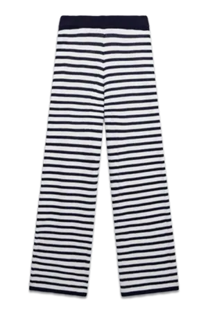 White Striped Crochet Trousers