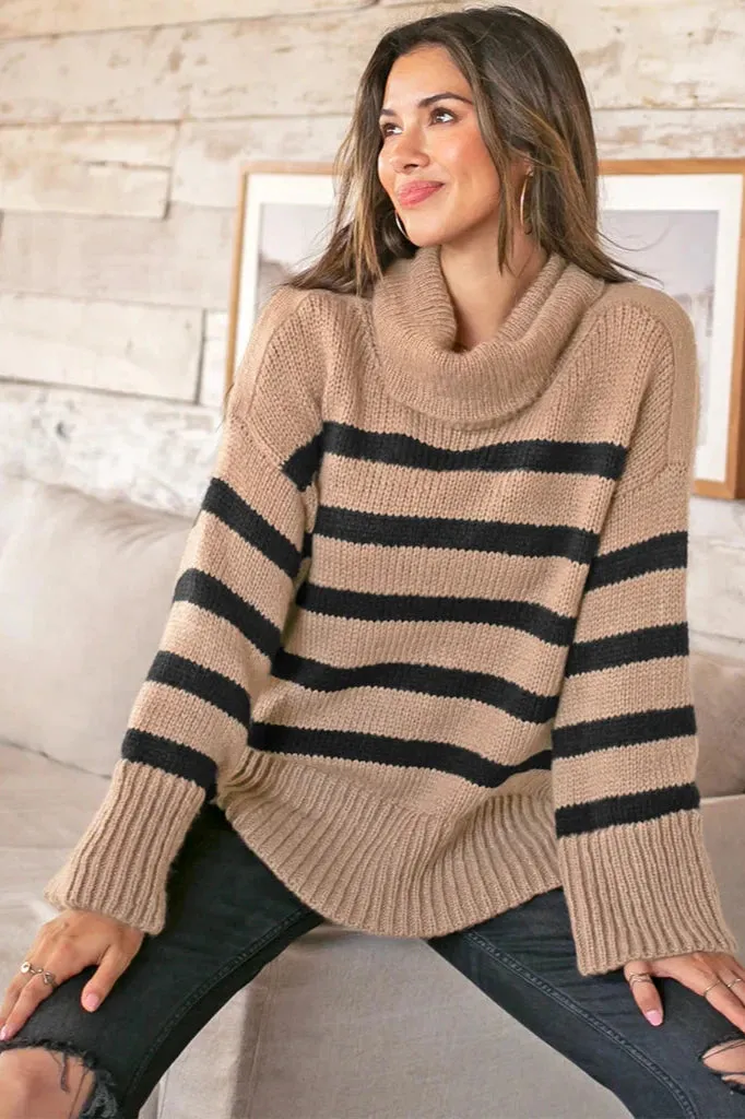 Wooden Ships Mallory Striped T Neck Chunky